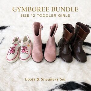 Gymboree Toddler Girls Shoes Bundle Size 12 Boots & Sneakers Lot